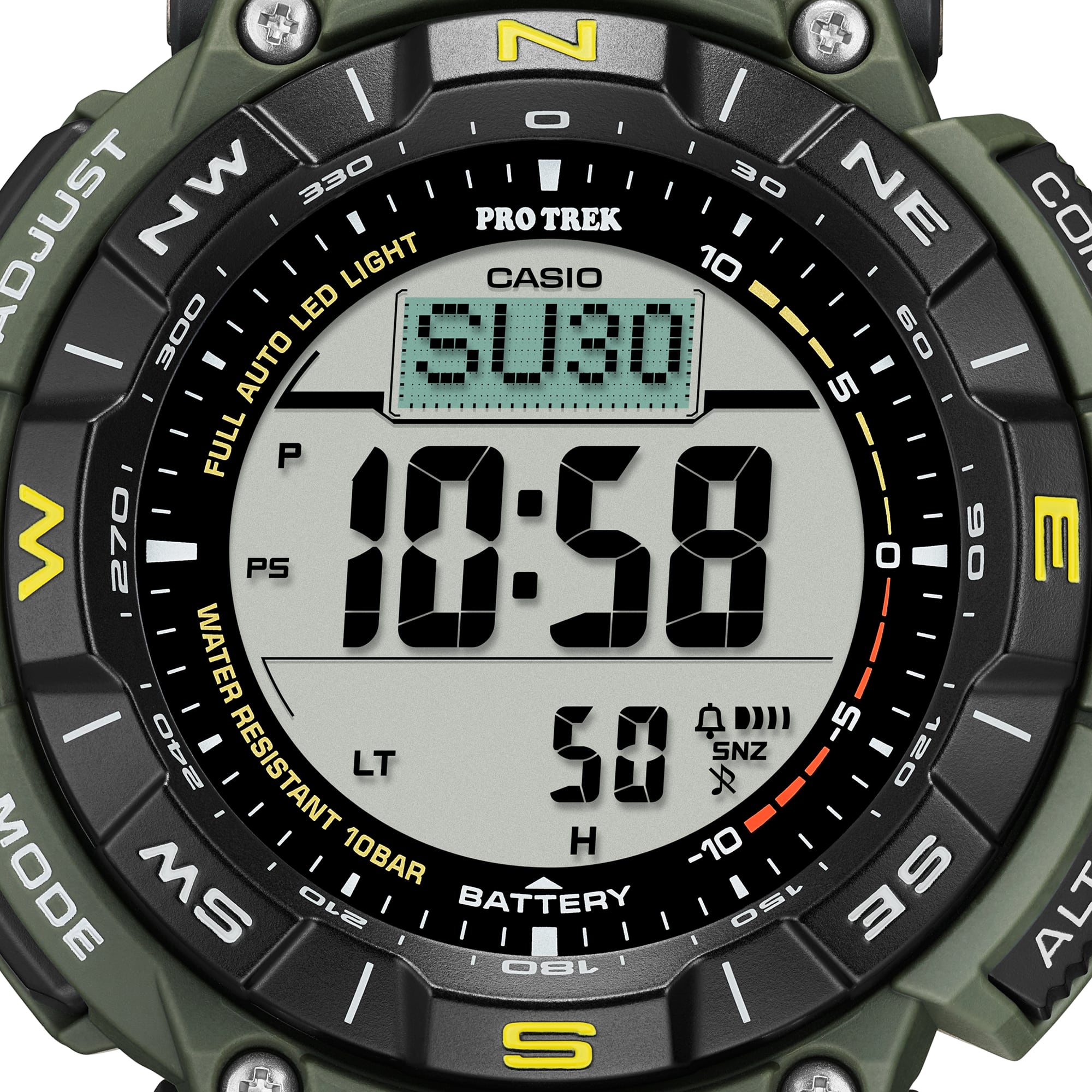 Casio Protrek Digital Solar Green Resin Band Watch PRG340-3D