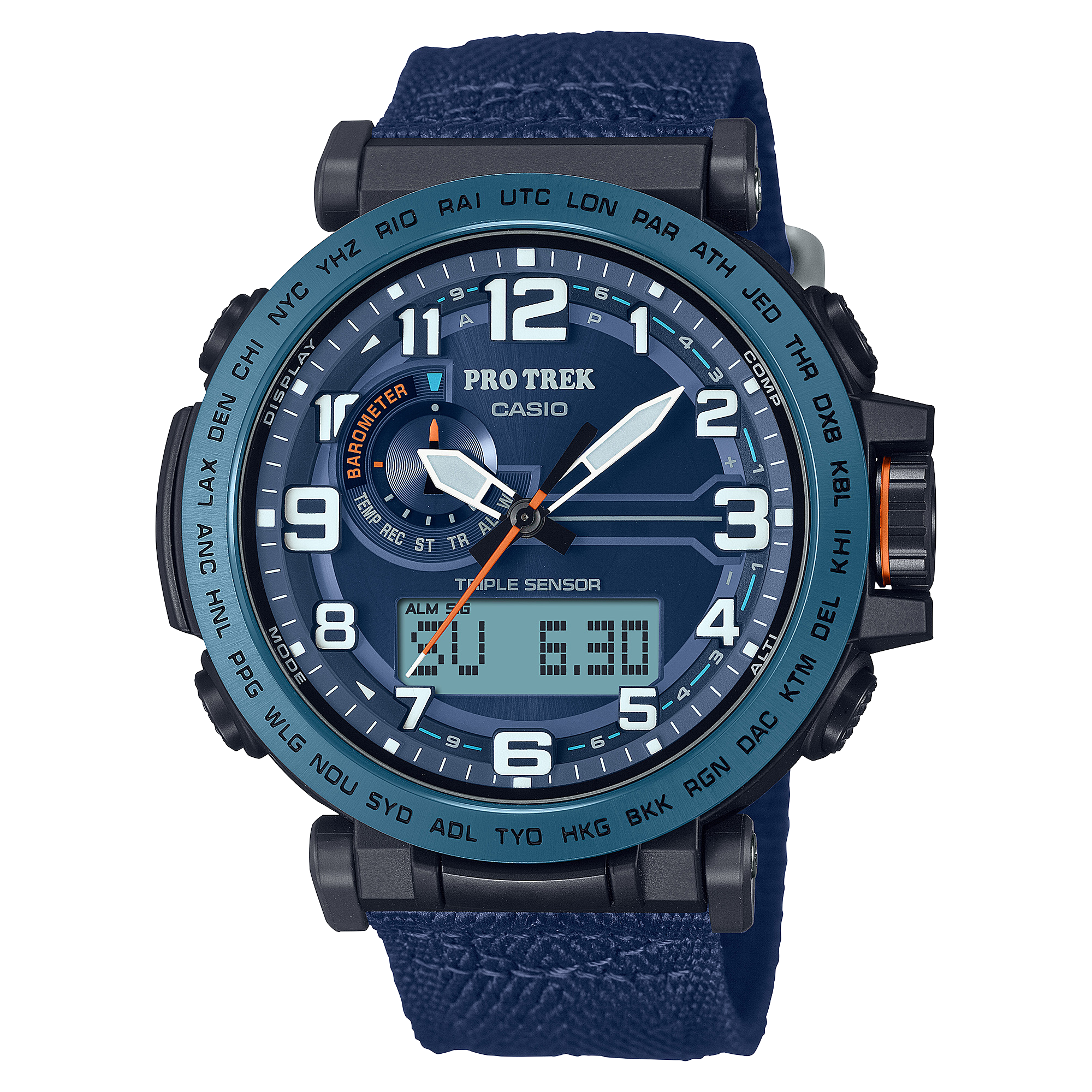 Casio Protek DUO Climber Blue Fabric Strap Watch PRG601YB-2D