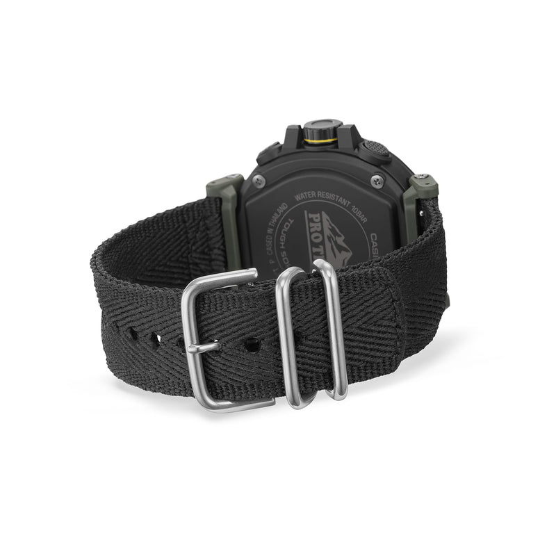 Casio Protek DUO Climber Black Fabric Strap Watch PRG601YB-3D