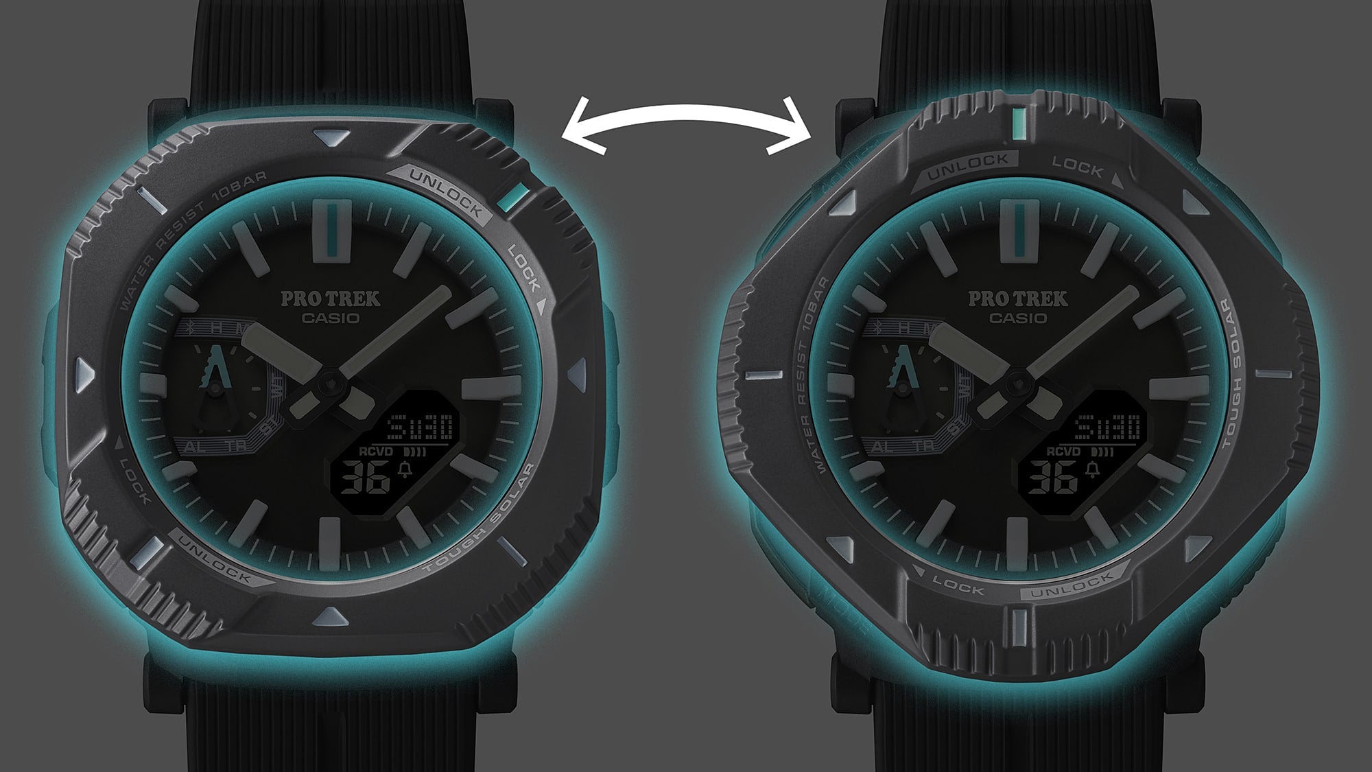 Casio Protrek DUO Solar Black Resin Band Watch PRJB001-1D