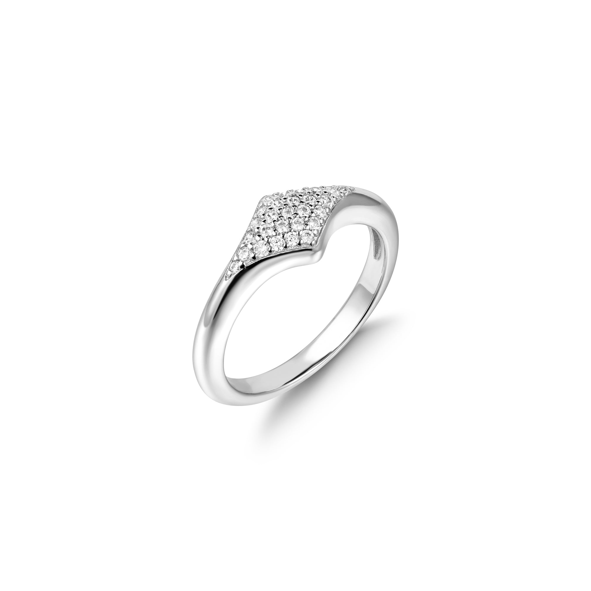Ania Haie Silver Sparkle Ring Elegant Dainty Cubic Zirconia Band