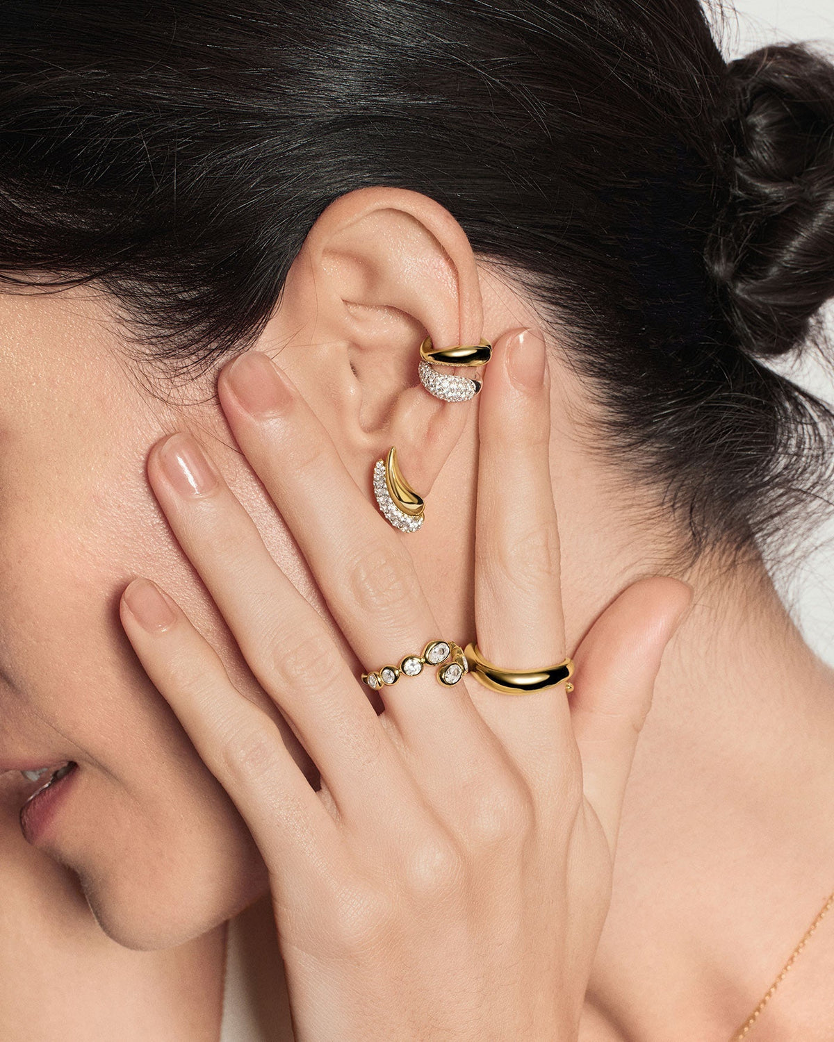 Ania Haie Gold Pave & Polished Teardrop Duet Stud Earrings E078-08G E078-08G view 2