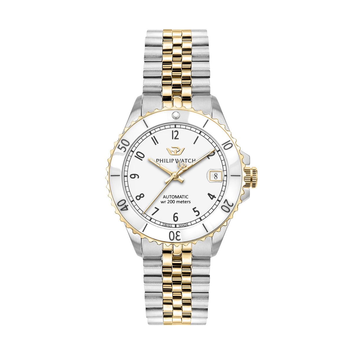 Philip Caribe Swiss Made Diving Two Tone Ladies Automatic Watch