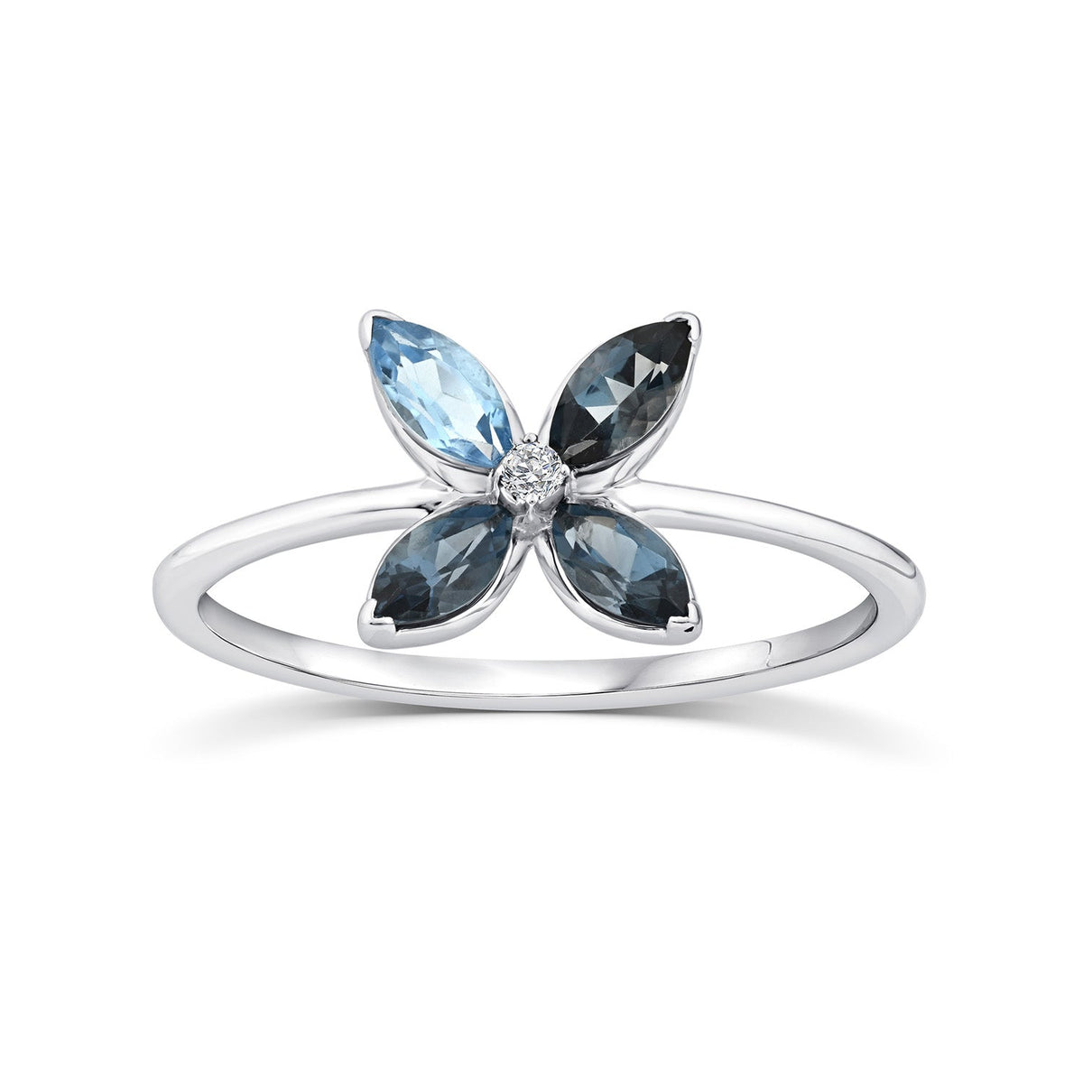 0.01ct Diamond & Blue Topaz Ring in 9K White Gold
