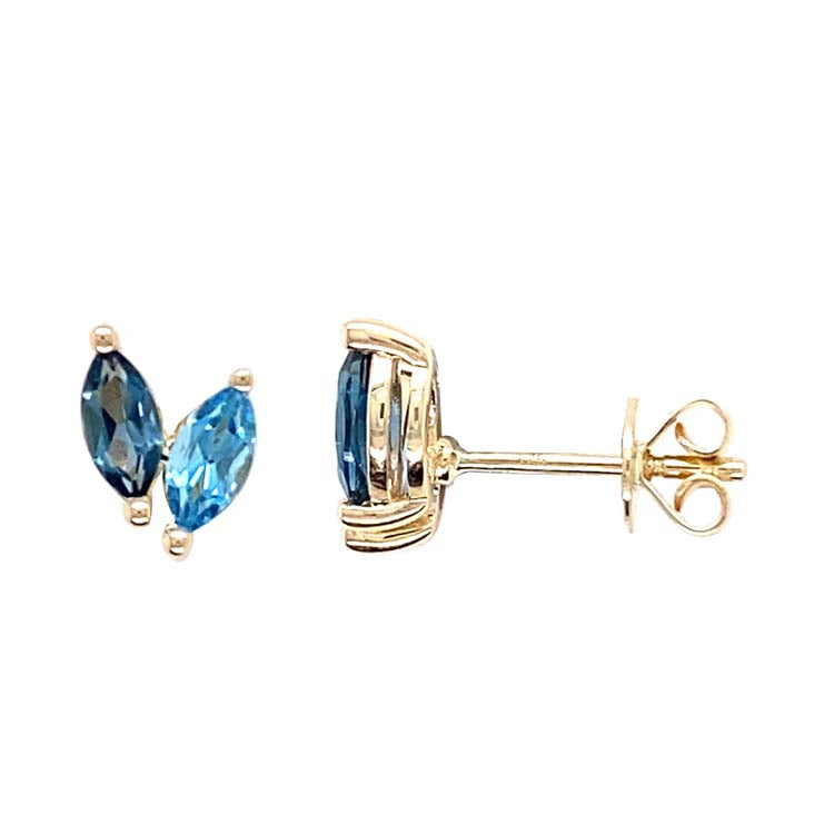 London Blue Topaz and Blue Topaz Earrings in 9K Yellow Gold