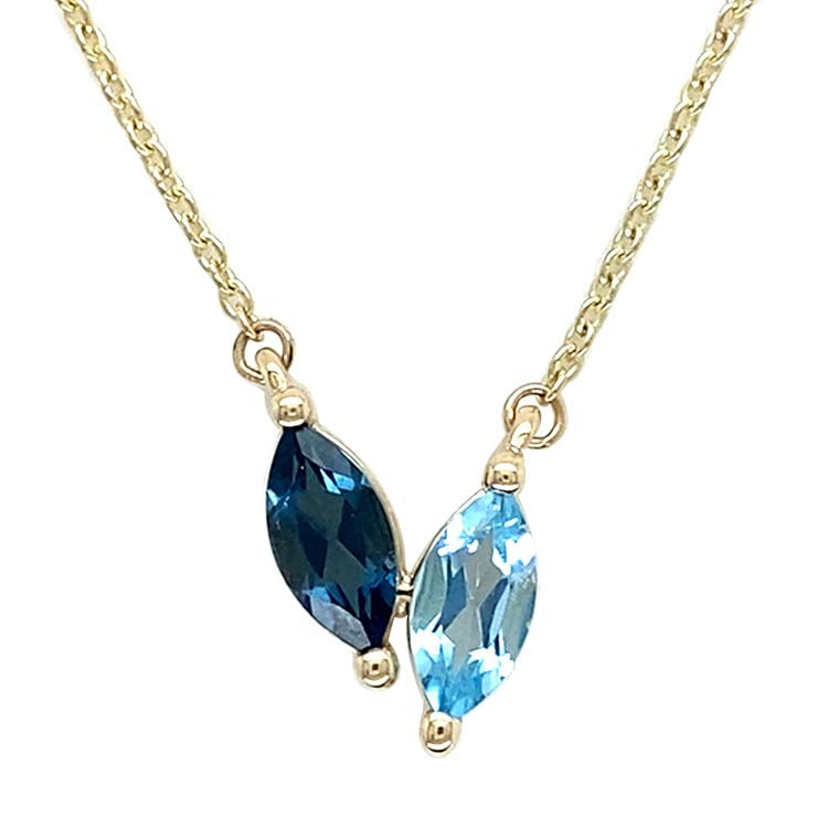 London Blue Topaz and Blue Topaz 45cm Necklace in 9K Yellow Gold