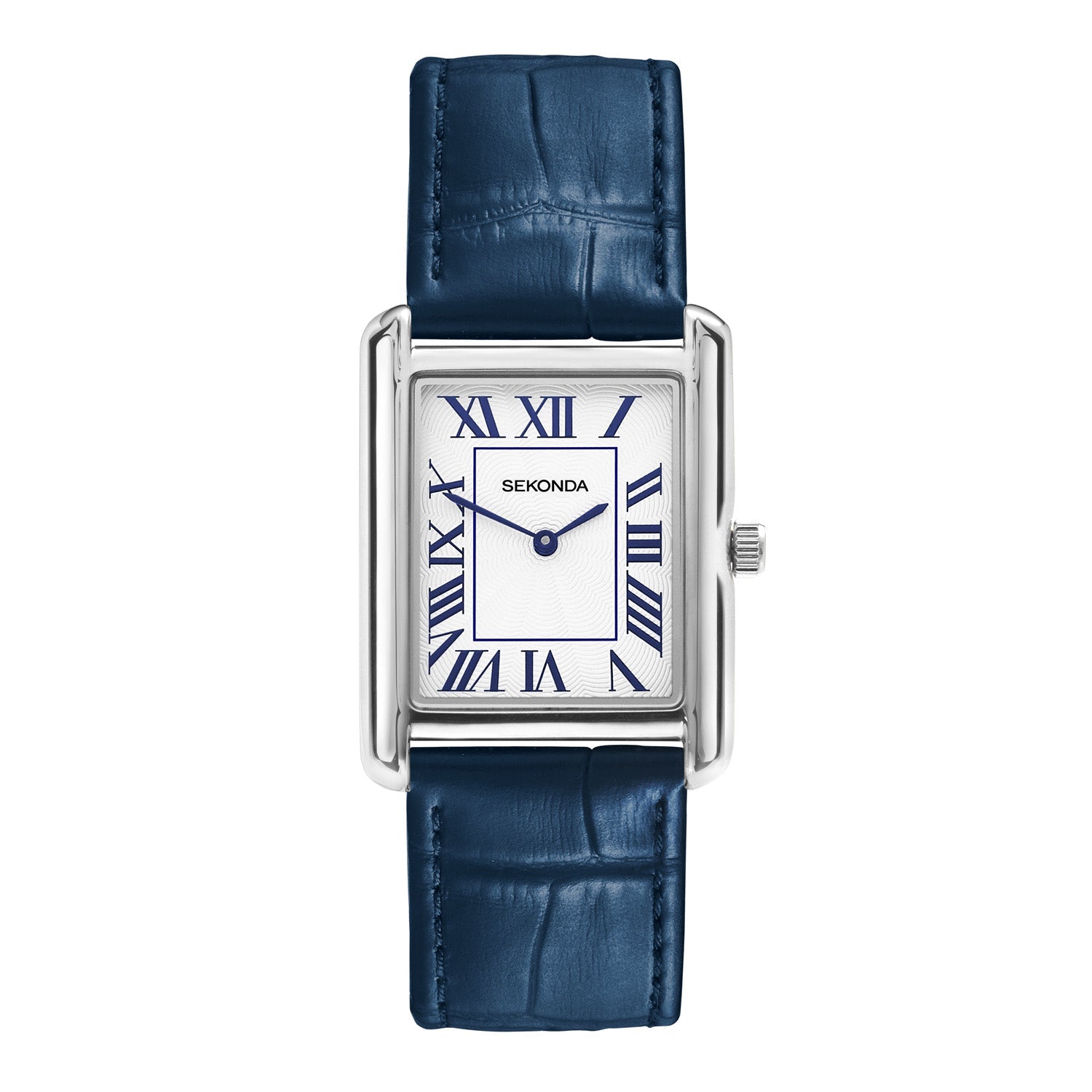 Sekonda Clement Blue Guilloche Dial Mens Leather Watch 28x37mm