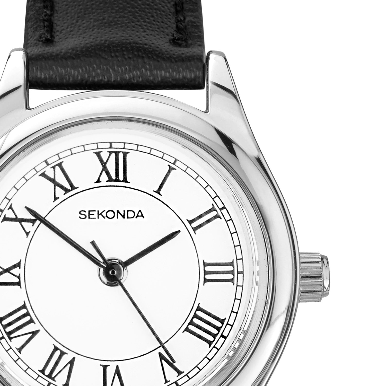 Sekonda Evans Womens Watch White Dial Black Leather Strap 25mm