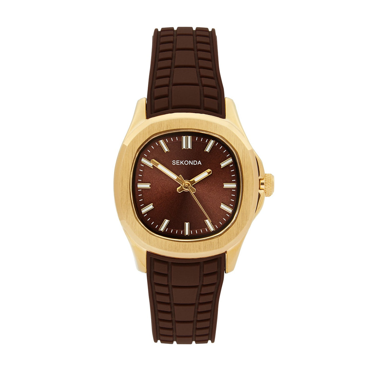 Sekonda Octaire Brown Dial Brown Silicone Womens Watch SK40791 front packshot