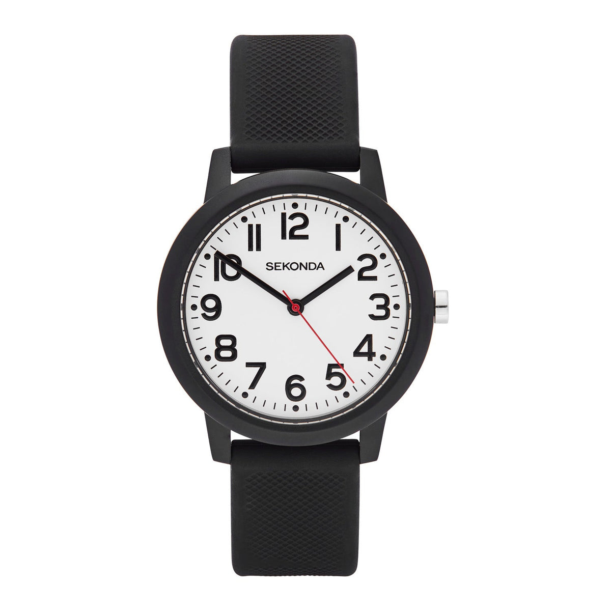 Sekonda Nova White Dial Black Silicone Unisex Watch SK40798 front packshot