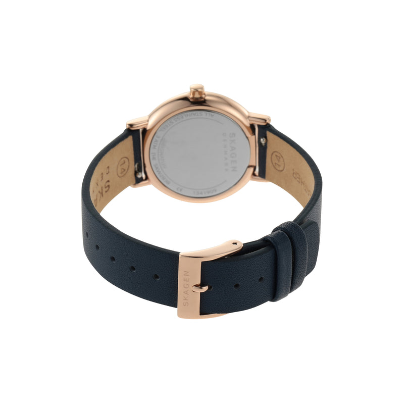 Skagen Signatur Lille Minimalist Rose-Tone Women's Watch with Navy Strap SKW2838