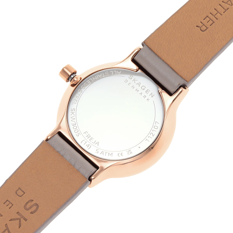 Skagen Freja Lille Minimalist Greystone Watch with LiteHide Leather Strap SKW3005