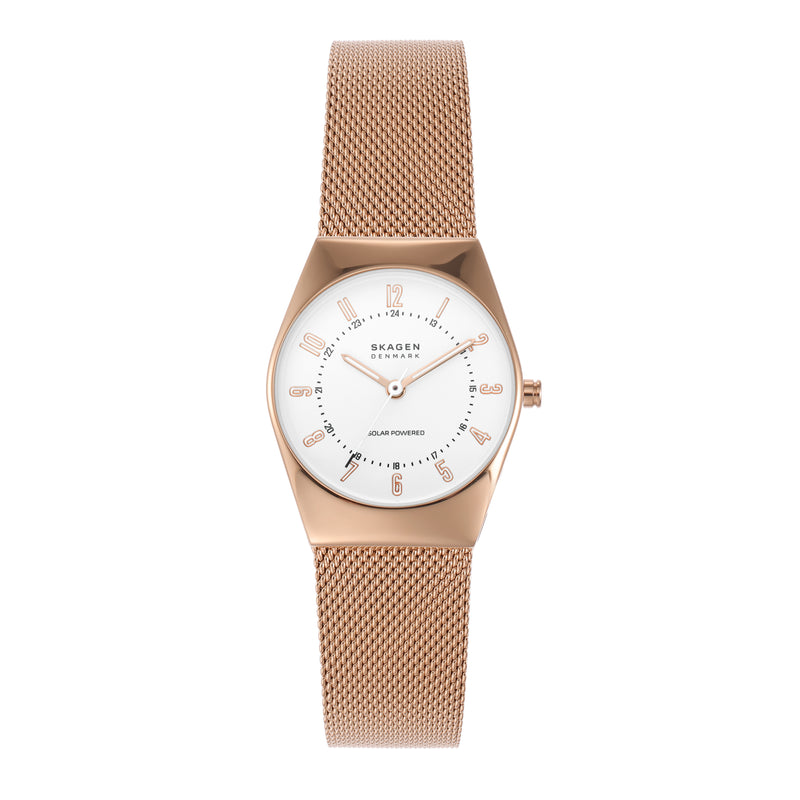 Skagen Grenen Lille Solar Eco Rose Gold Stainless Steel Mesh Watch SKW3078