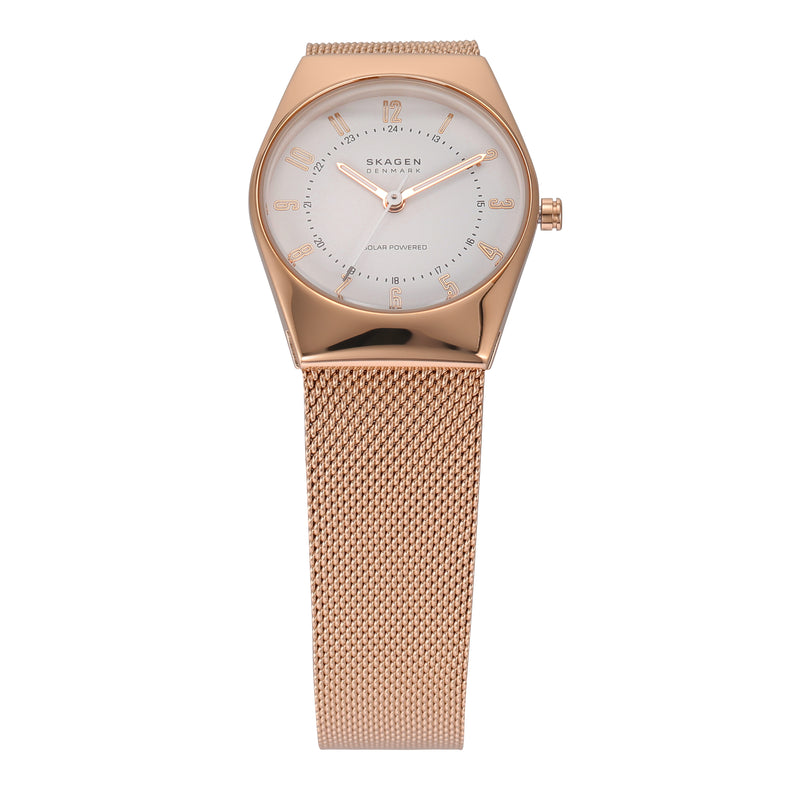 Skagen Grenen Lille Solar Eco Rose Gold Stainless Steel Mesh Watch SKW3078