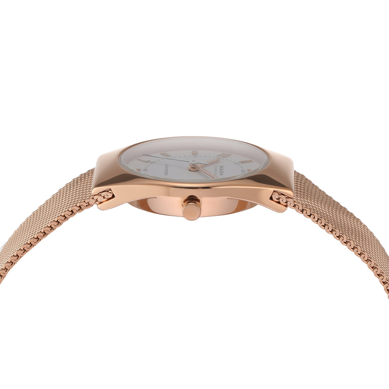 Skagen Grenen Lille Solar Eco Rose Gold Stainless Steel Mesh Watch SKW3078