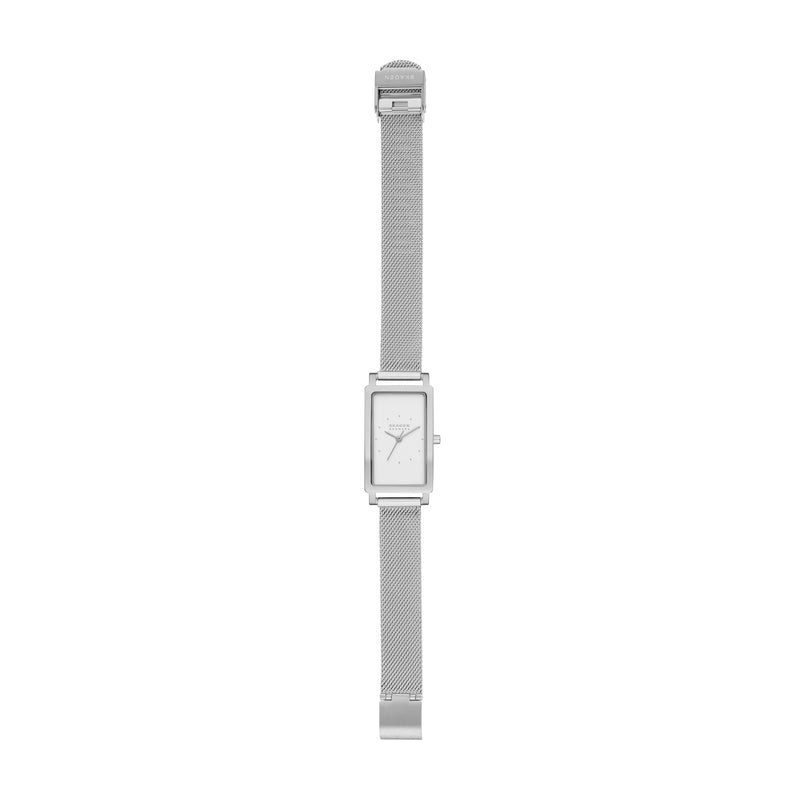 Sophisticated Skagen Hagen Stainless Steel Mesh Watch with Rectangular Watch Direct