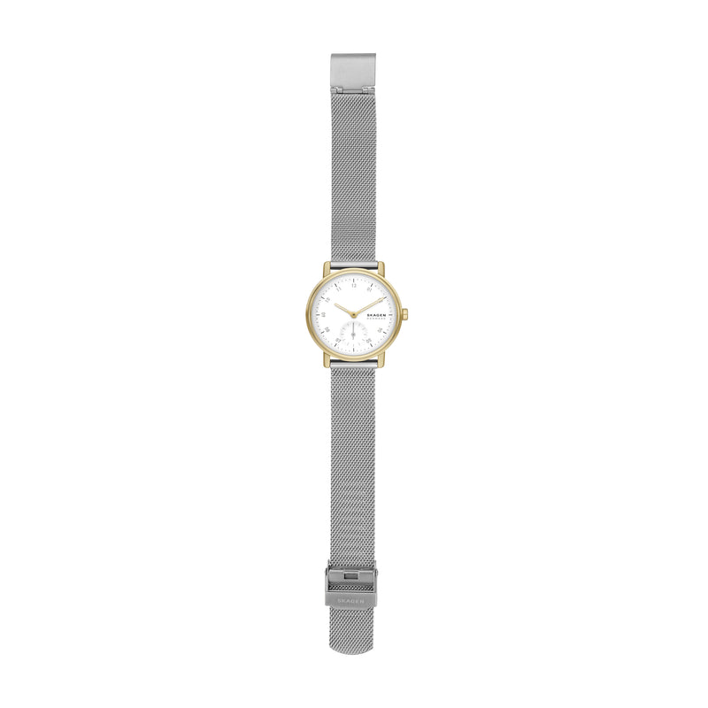 Elegant Skagen Kuppel Lille Mesh Watch with Stainless Steel Strap and Sub-Second SKW3101