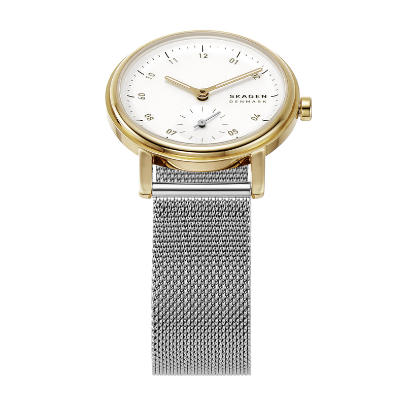 Elegant Skagen Kuppel Lille Mesh Watch with Stainless Steel Strap and Sub-Second SKW3101