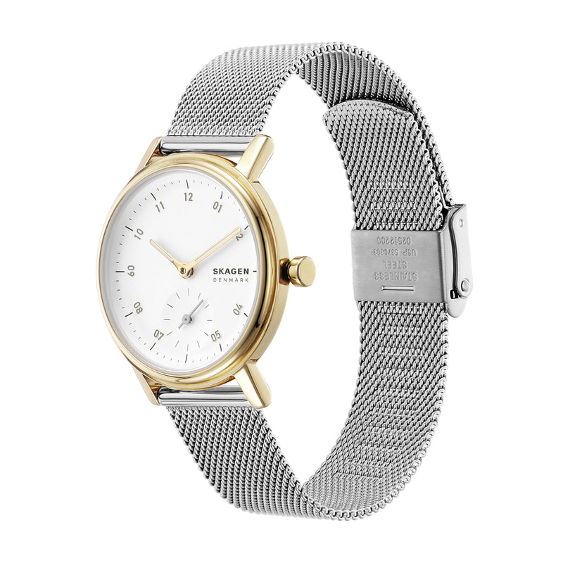 Elegant Skagen Kuppel Lille Mesh Watch with Stainless Steel Strap and Sub-Second SKW3101