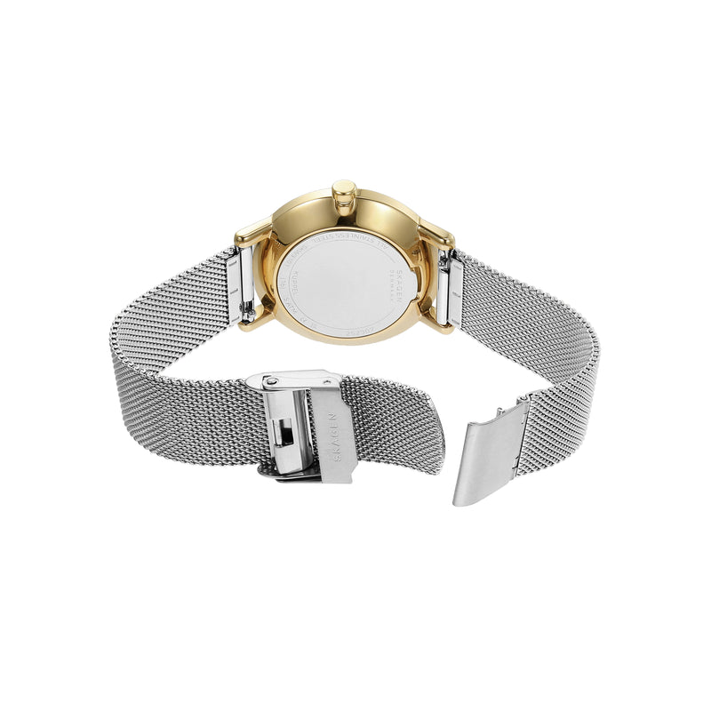 Elegant Skagen Kuppel Lille Mesh Watch with Stainless Steel Strap and Sub-Second SKW3101