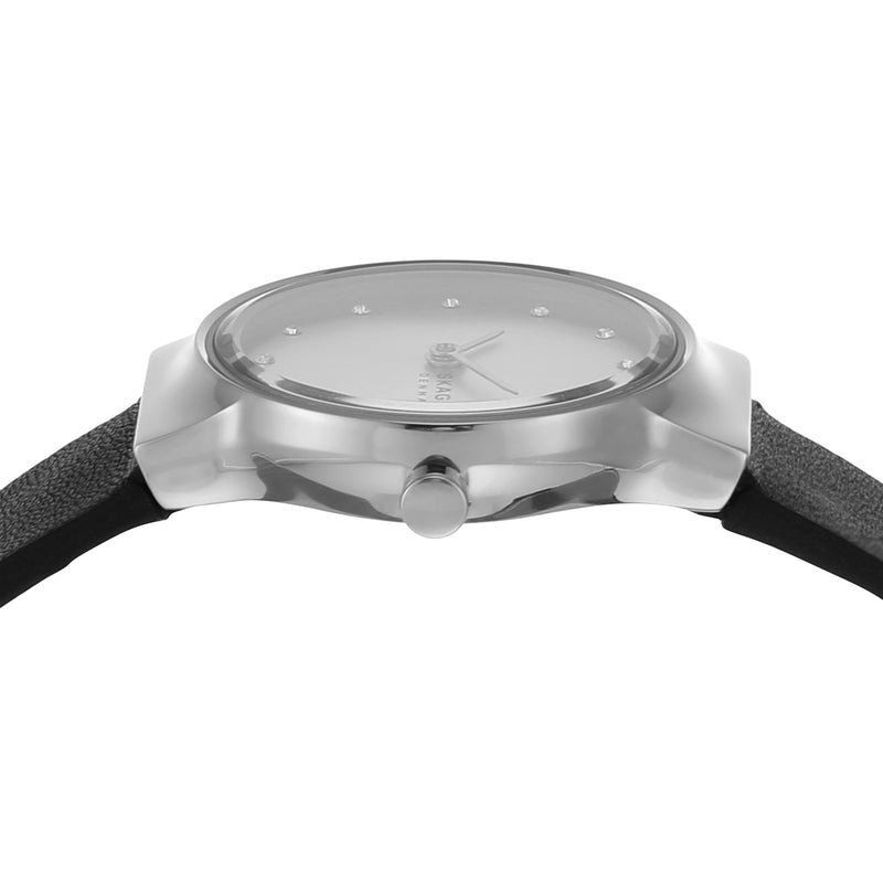 Skagen Freja Lille Elegant Black Leather Minimalist Watch SKW3119