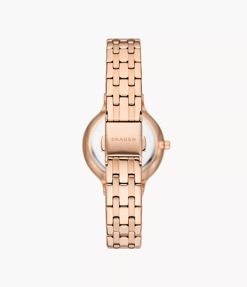 Skagen Anita Rose Gold Stainless Steel Watch with Three-Hand Movement SKW3128