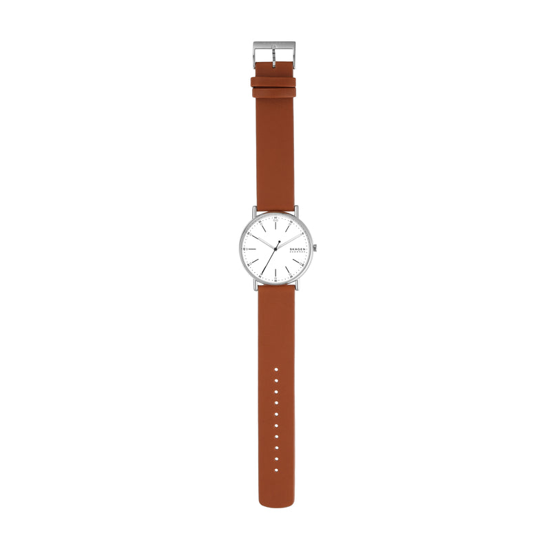 Skagen Signatur SKW6903 Classic Three-Hand Luggage Leather Watch