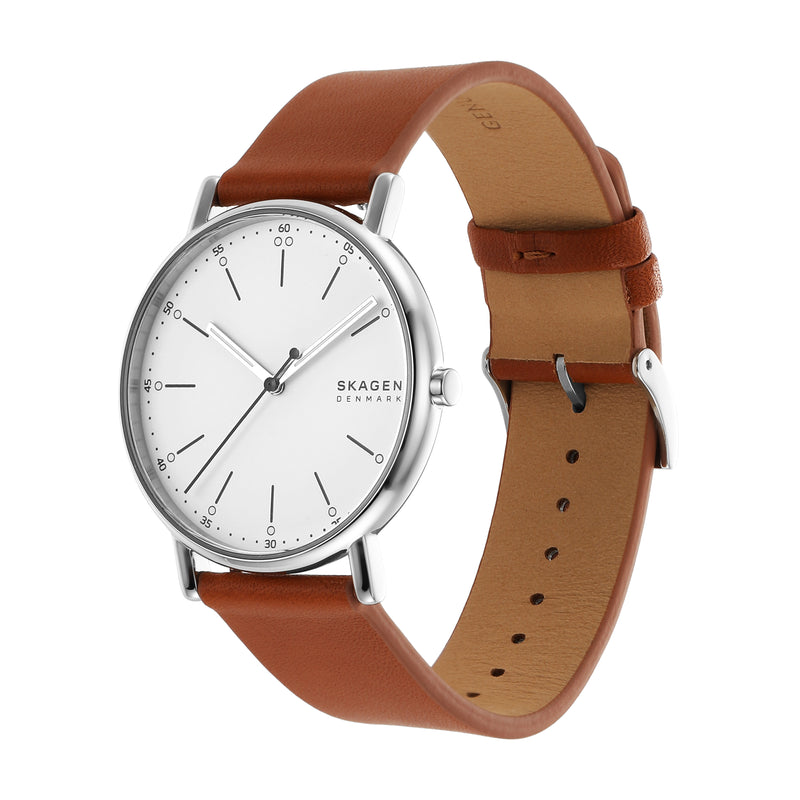 Skagen Signatur SKW6903 Classic Three-Hand Luggage Leather Watch