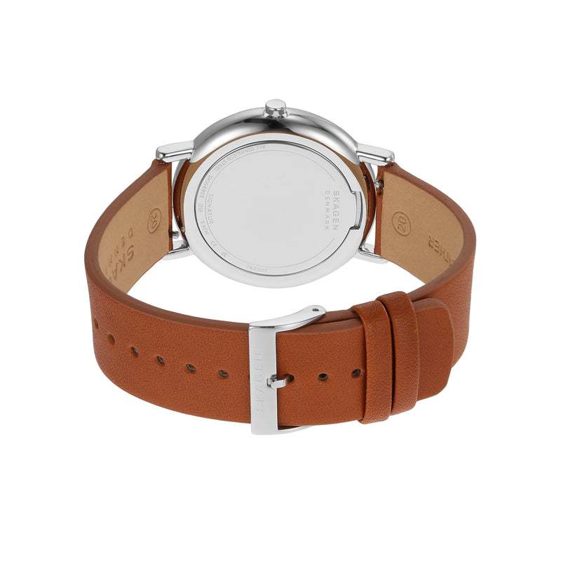 Skagen Signatur SKW6903 Classic Three-Hand Luggage Leather Watch