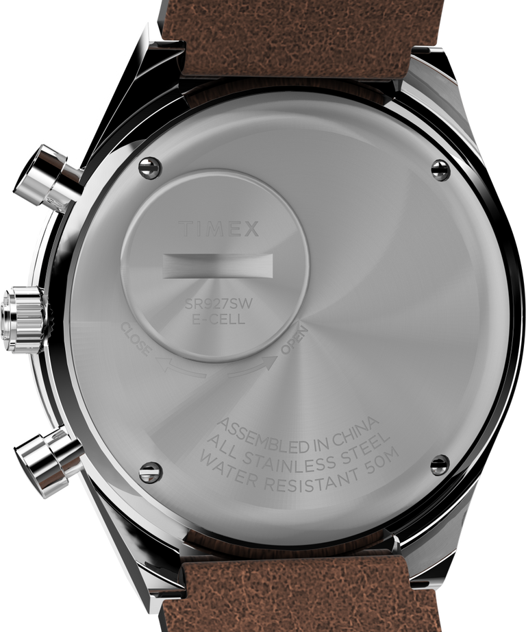 Q Timex Chronograph 40mm Brown Leather Strap Watch TW2V42800