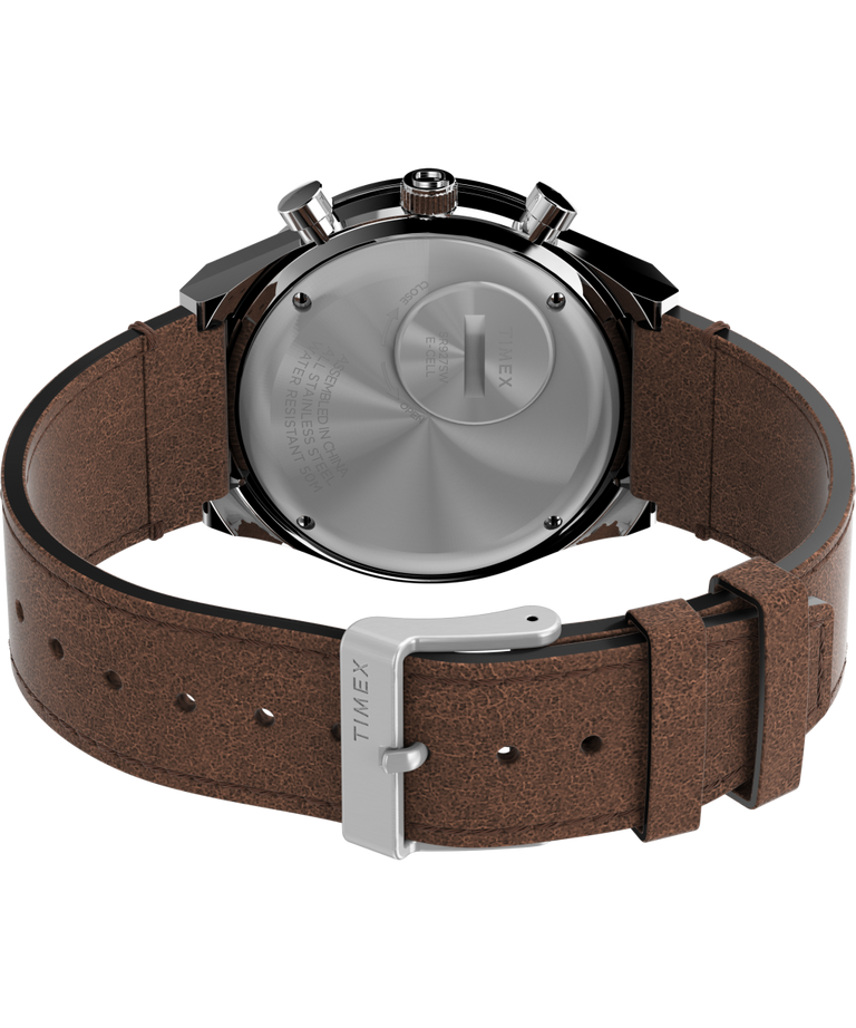 Q Timex Chronograph 40mm Brown Leather Strap Watch TW2V42800