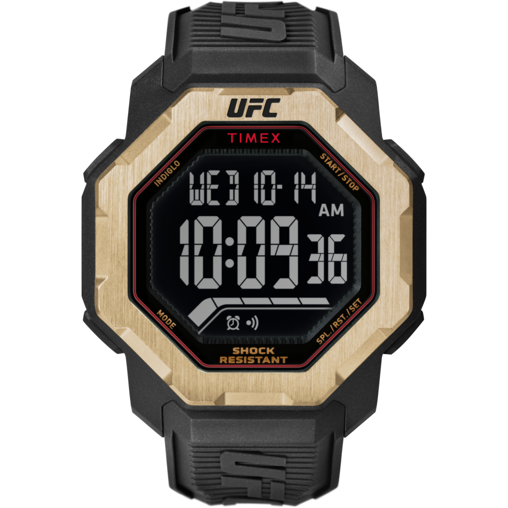 Timex UFC Knockout 49mm Black PU Men's Digital Watch TW2V89000 - Front View