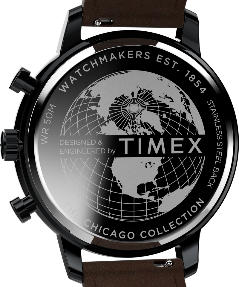 Timex Chicago 45mm Leather Black Dial Watch TW2W13200