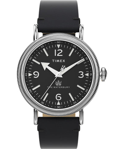 Timex Waterbury 40mm Leather Black Dial Watch TW2W20200