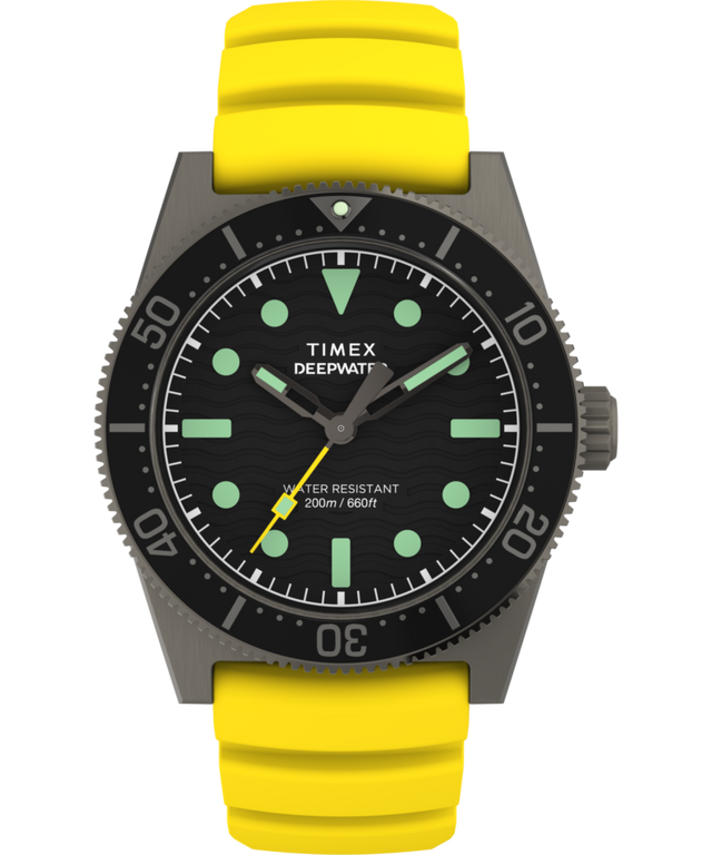 Timex Deepwater Reef 200M 41mm Yellow Rubber Strap Watch TW2W74800