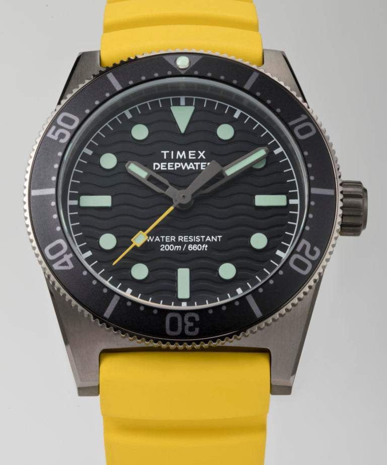 Timex Deepwater Reef 200M 41mm Yellow Rubber Strap Watch TW2W74800