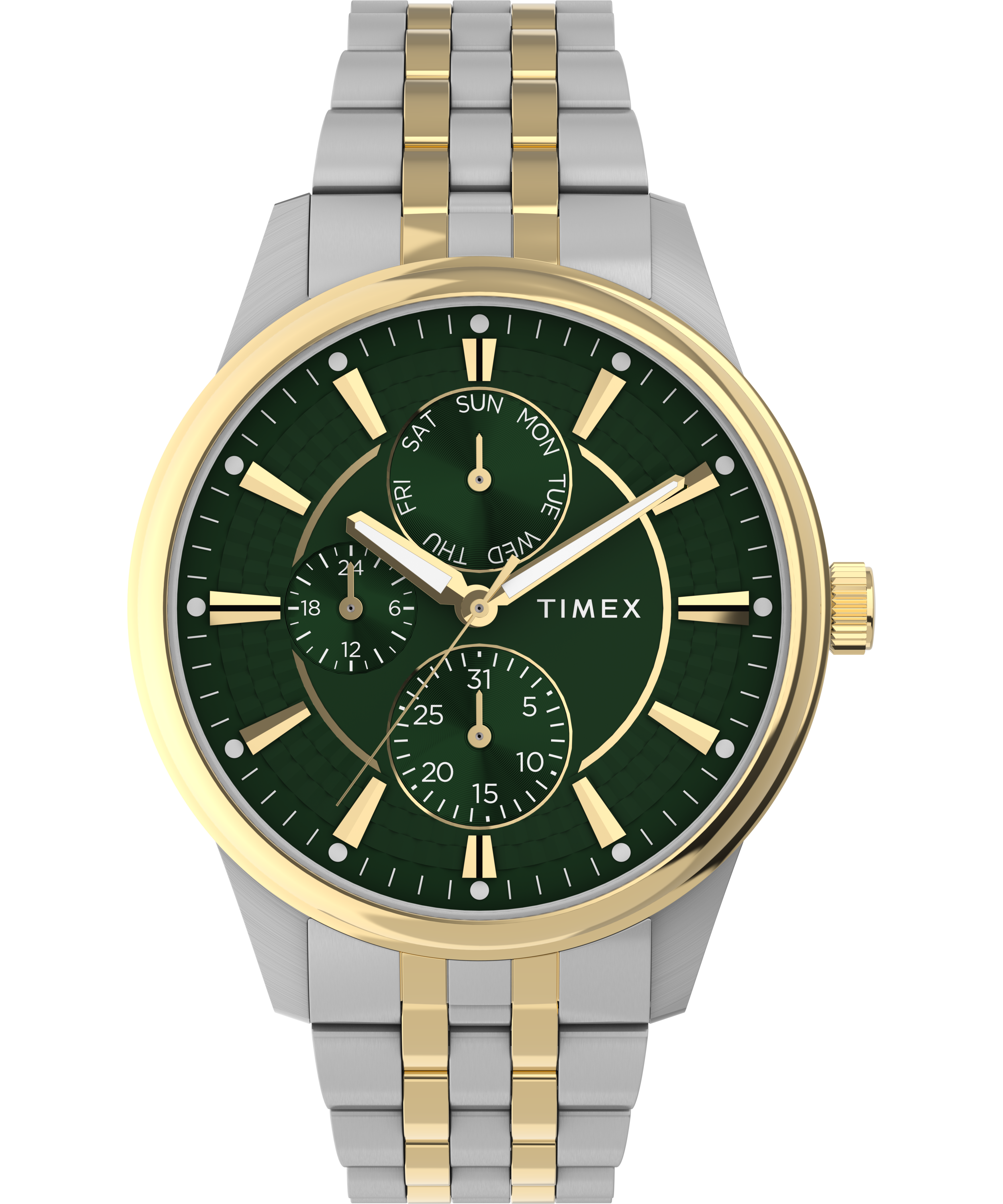 Timex Chicago Green Dial Two Toned Stainless Steel Band Watch TW2Y21400