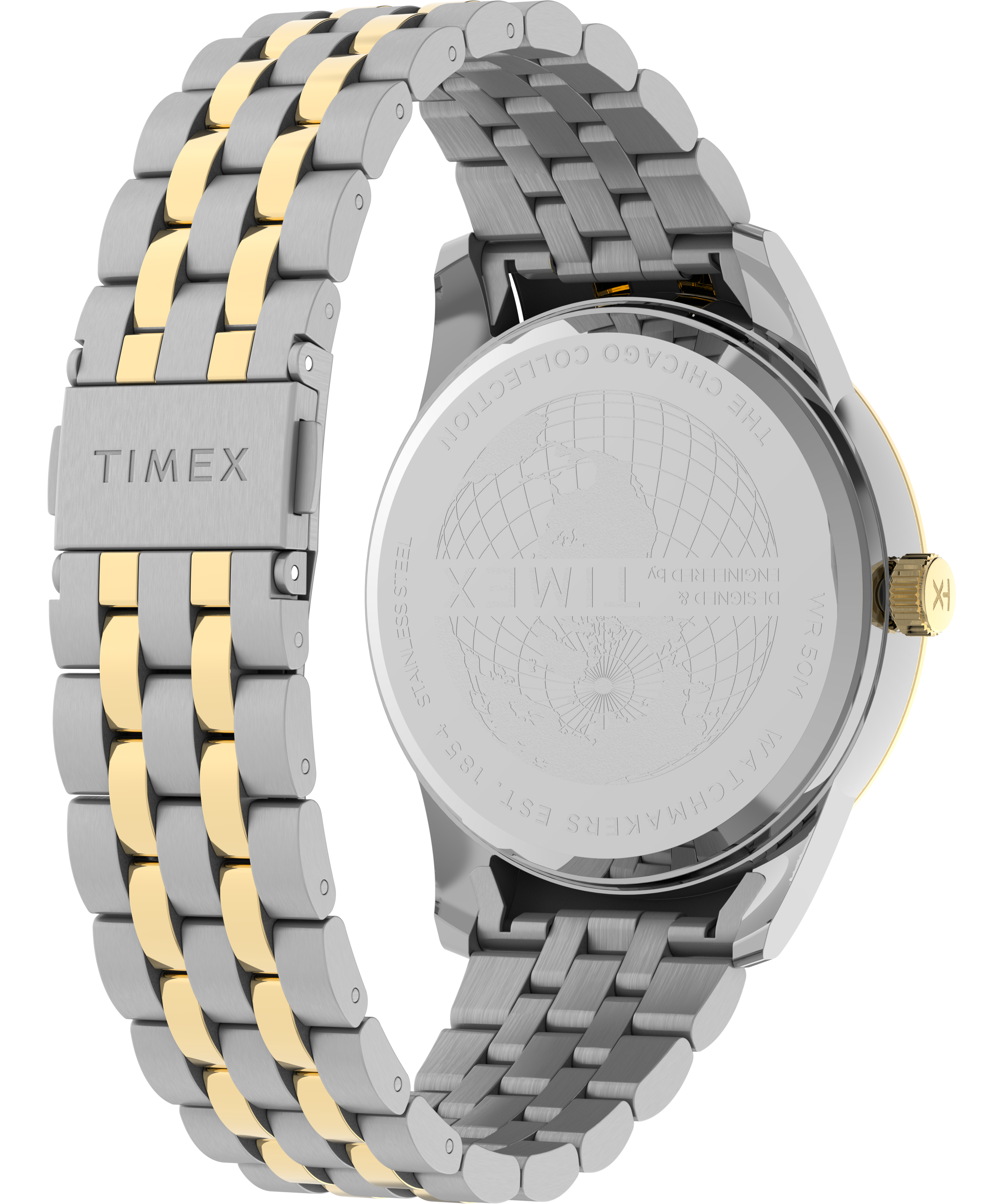 Timex Chicago Green Dial Two Toned Stainless Steel Band Watch TW2Y21400