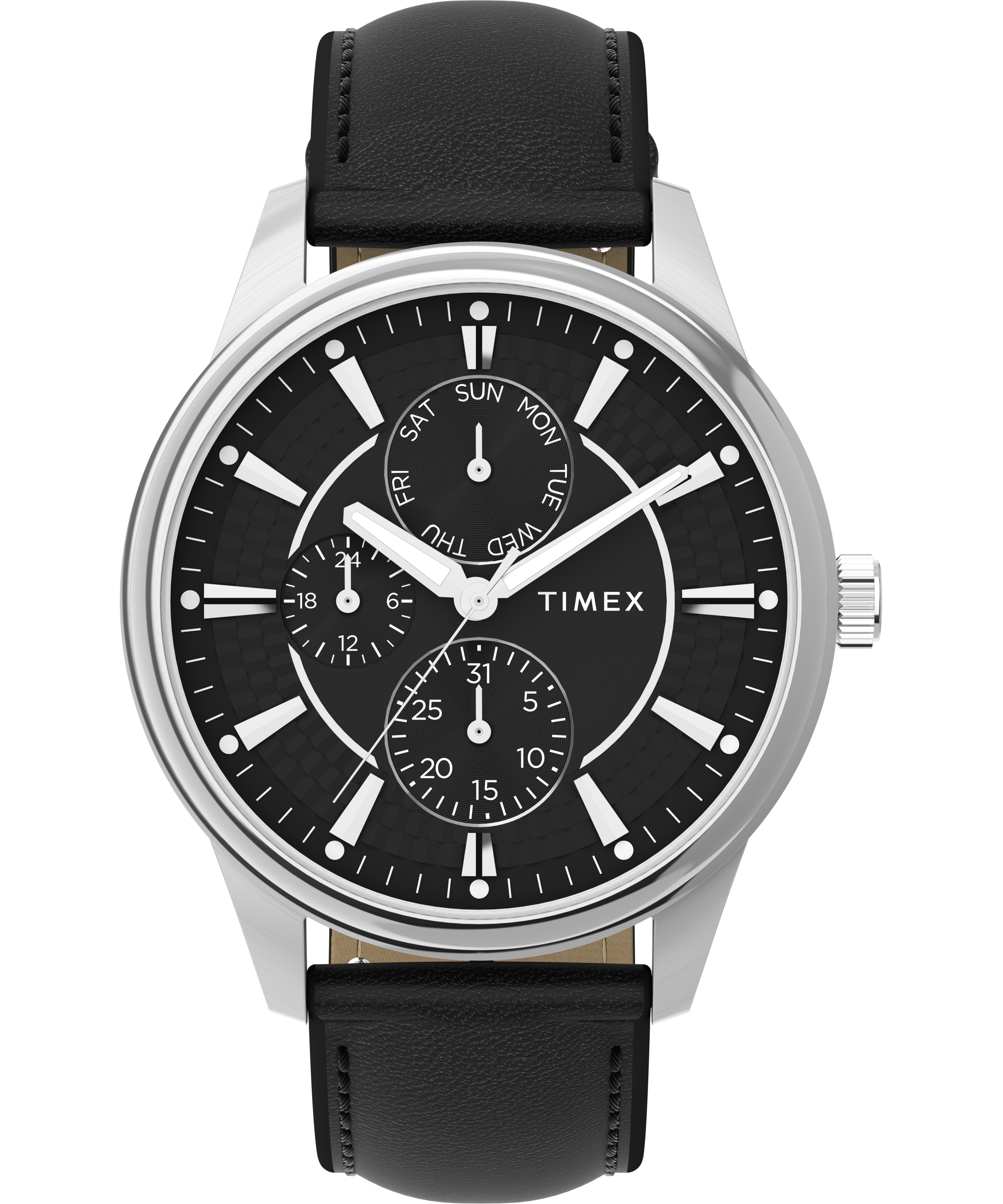 Timex Chicago Black Dial and Leather Band Watch TW2Y21600
