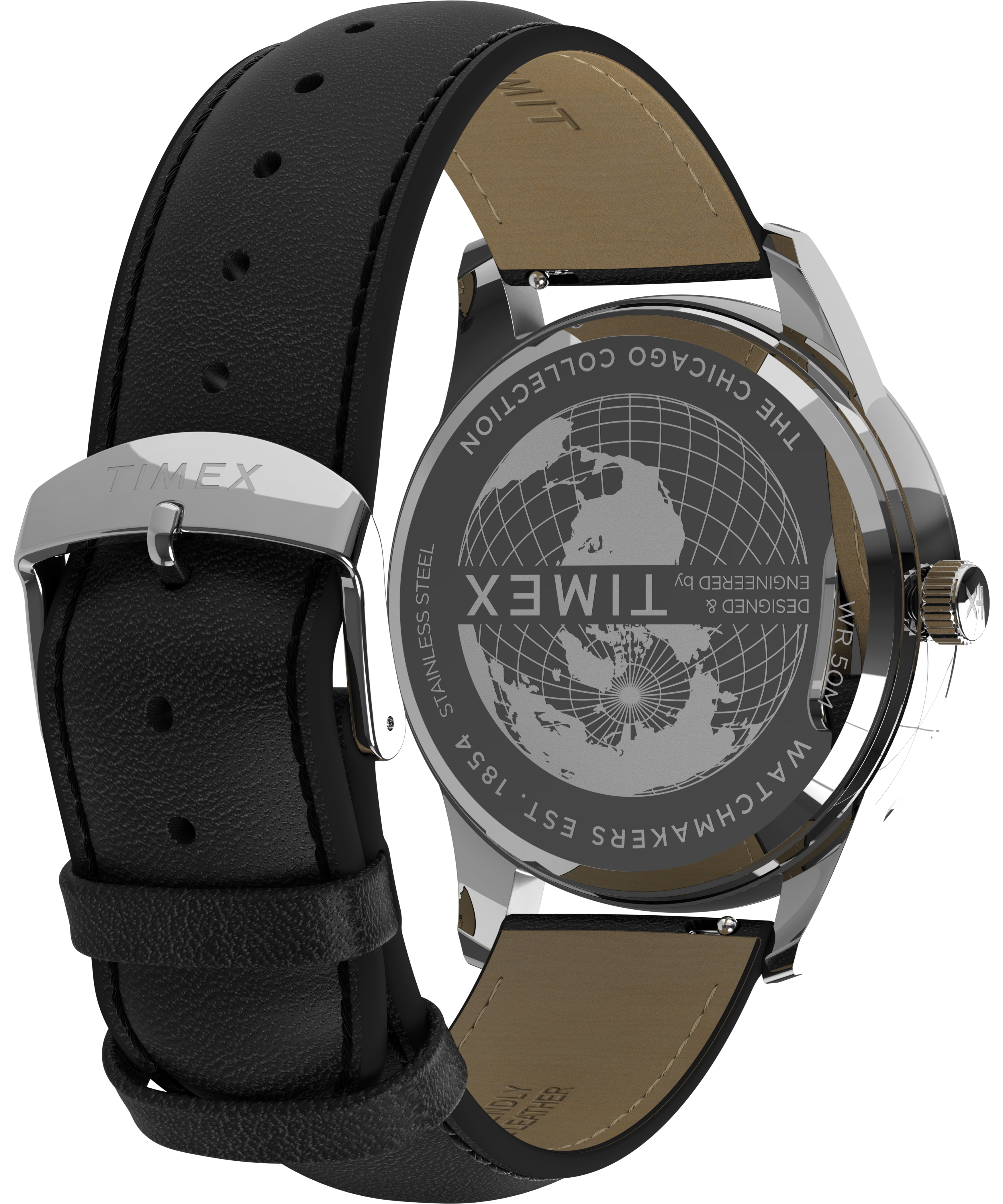 Timex Chicago Black Dial and Leather Band Watch TW2Y21600