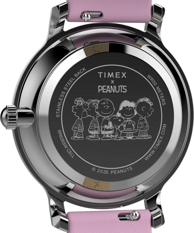 Timex x Peanuts® Transcend Snoopy Hug Silver Dial Pink Leather Band Watch TW2Y26000