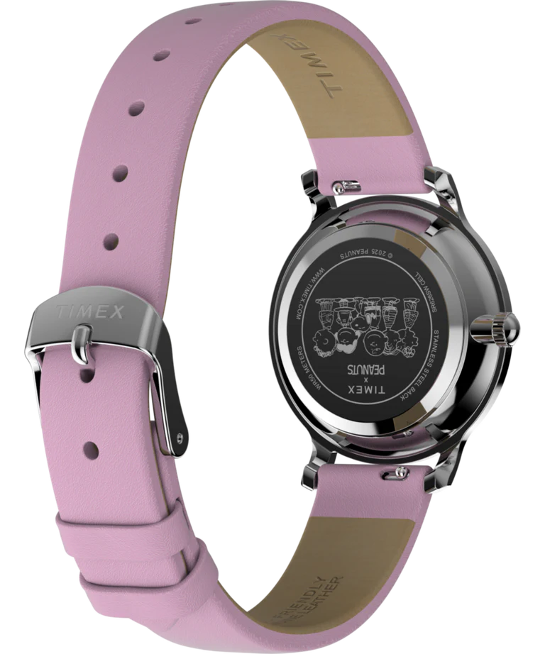 Timex x Peanuts® Transcend Snoopy Hug Silver Dial Pink Leather Band Watch TW2Y26000