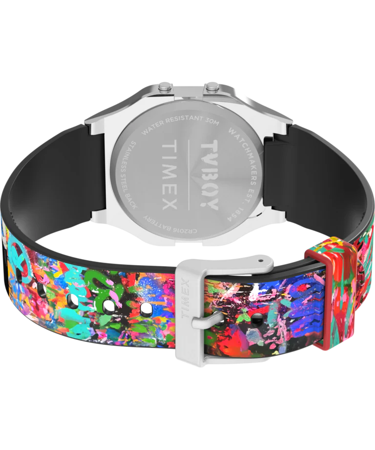 Timex T80 x TVBOY Digital Stainless Steel Resin Band Watch TW2Y46800
