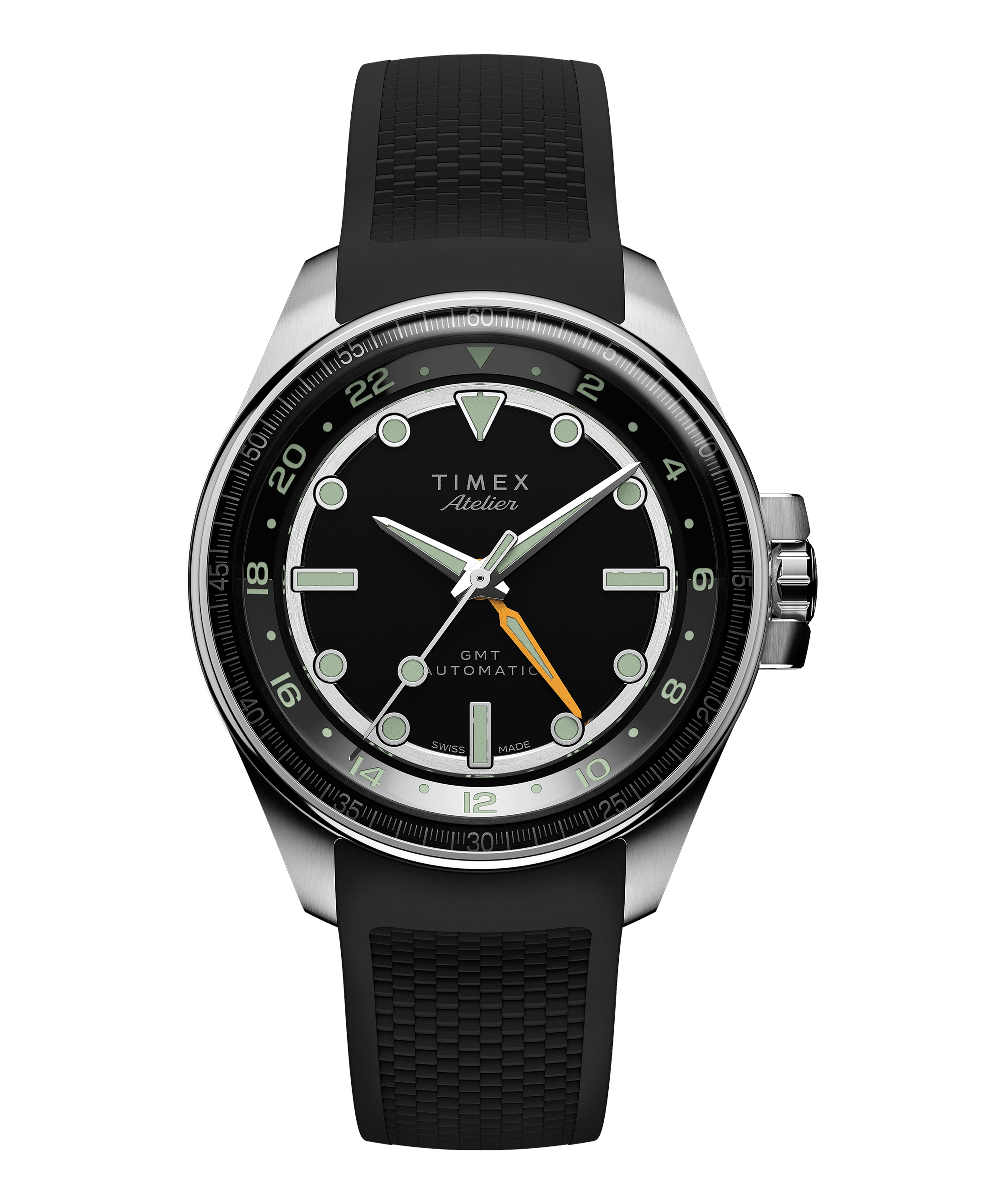 Timex Atelier Swiss Automatic GMT M1A Rubber Band Men's Watch TW2Y72400