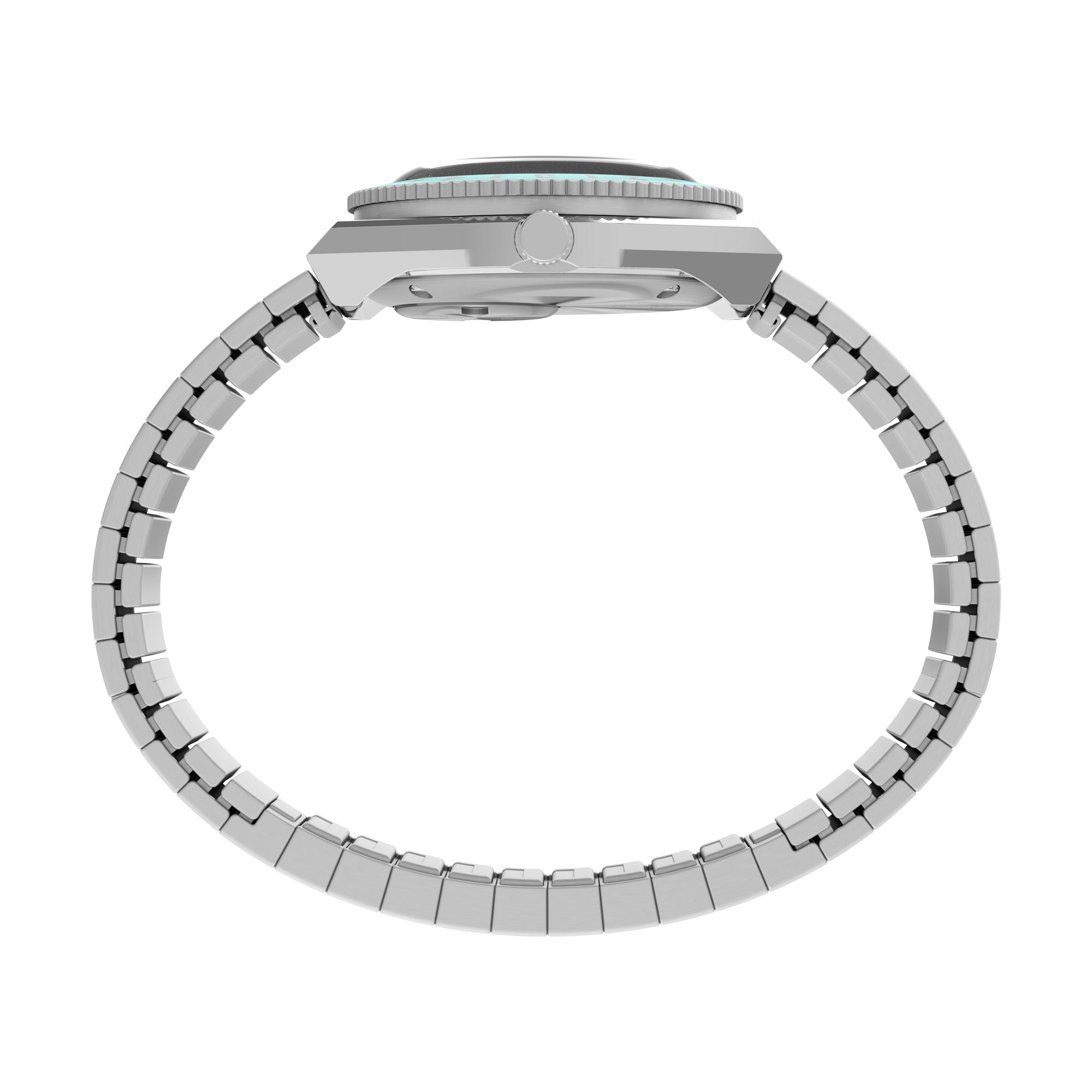 Timex Q Time 30mm Blue Dial Silver Expansion Band Women's Watch TW2W77300