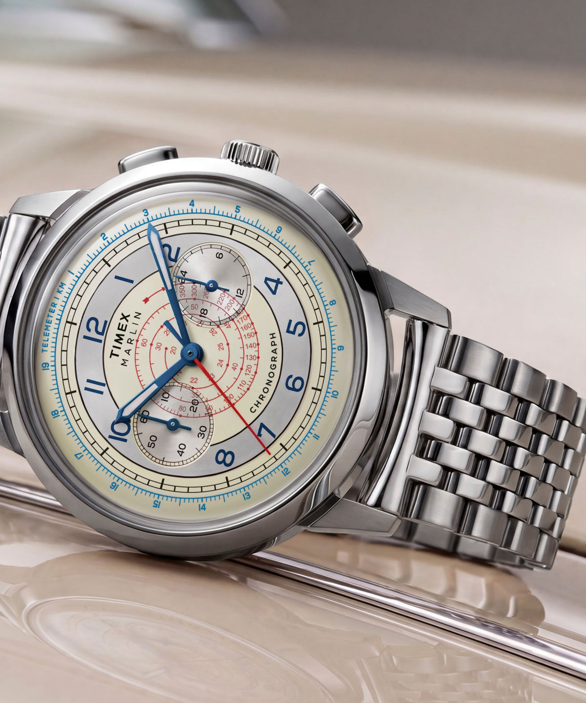 Timex Marlin Neo Classic Chronograph 40mm Cream Dial Stainless Steel Watch TW3A00300