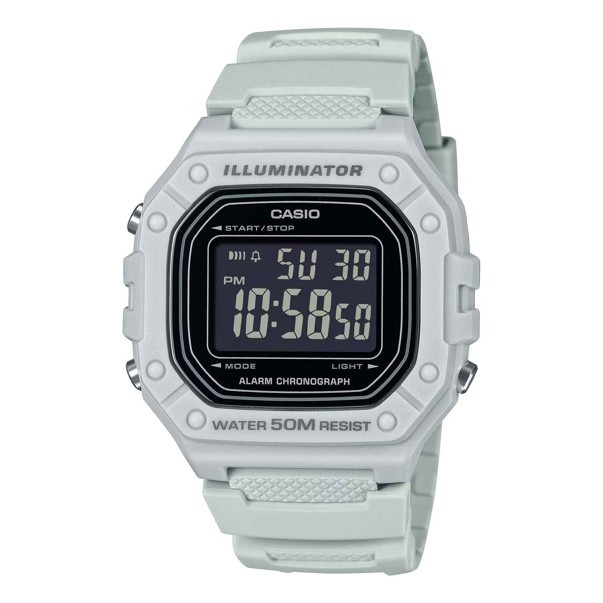 Casio Digital White Resin Band Black Dial Watch W218H-8B