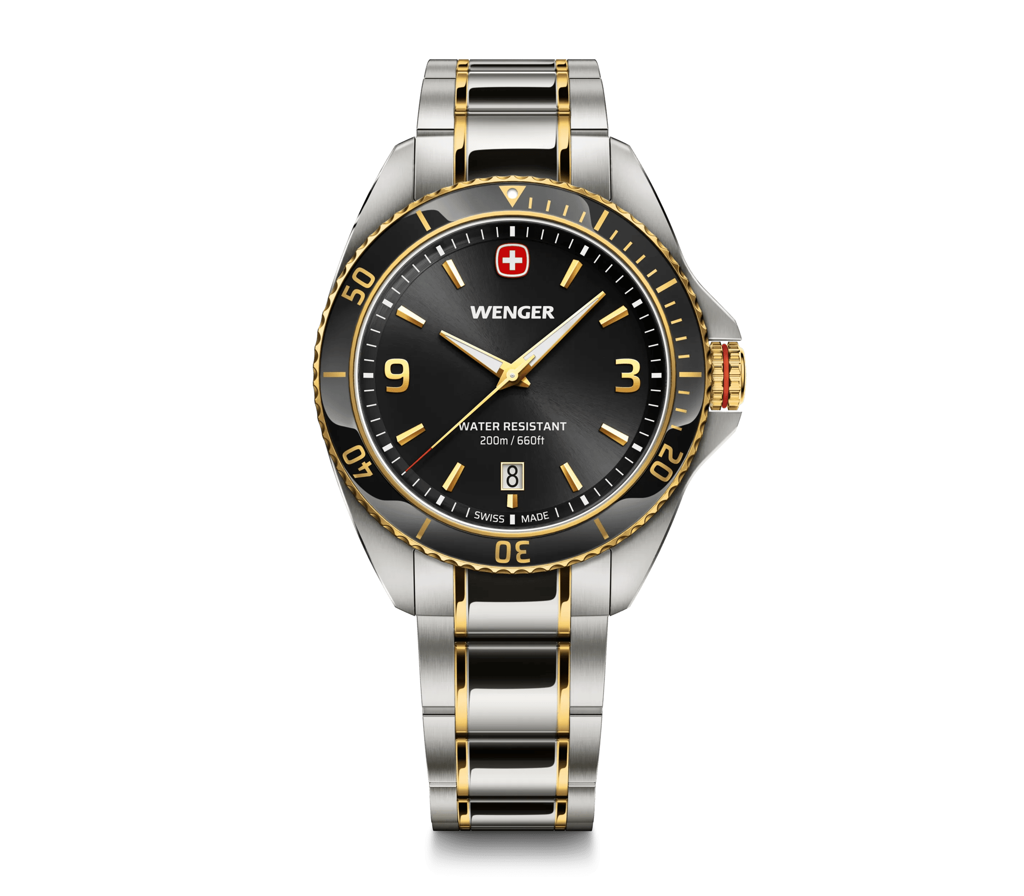 Wenger Executive 40mm Black Dial Two Tone Stainless Steel 200M Men's Watch 01.2031.104