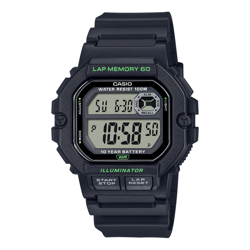 Casio Digital Sports Gear Black Resin Band Watch WS1400H-1A