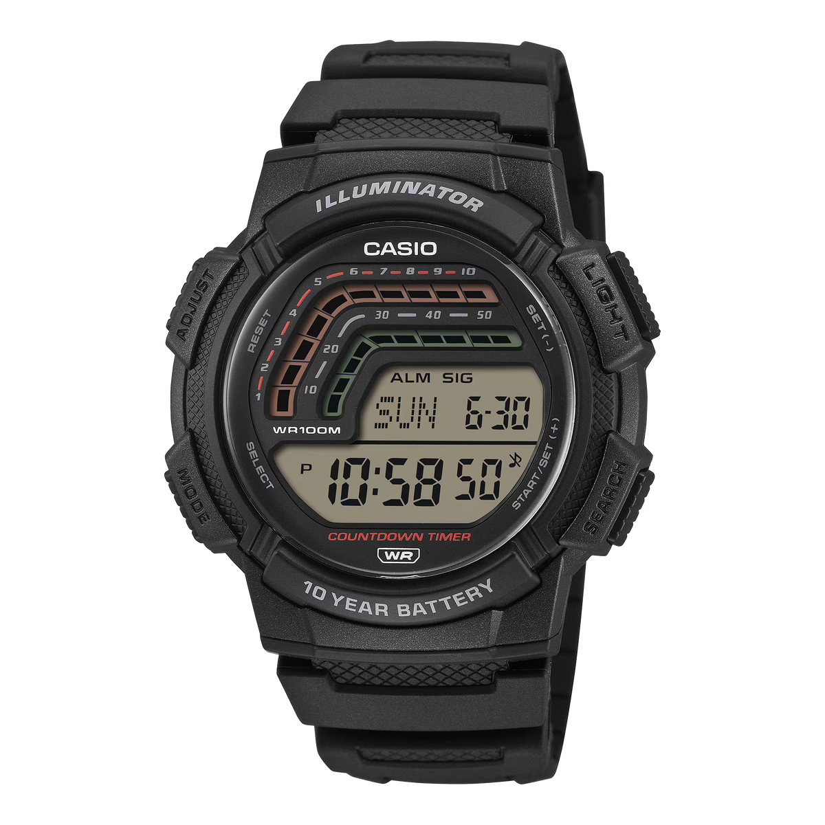 Casio Multifunction Black Resin Band with Precision Timekeeping Watch WS1800-1A